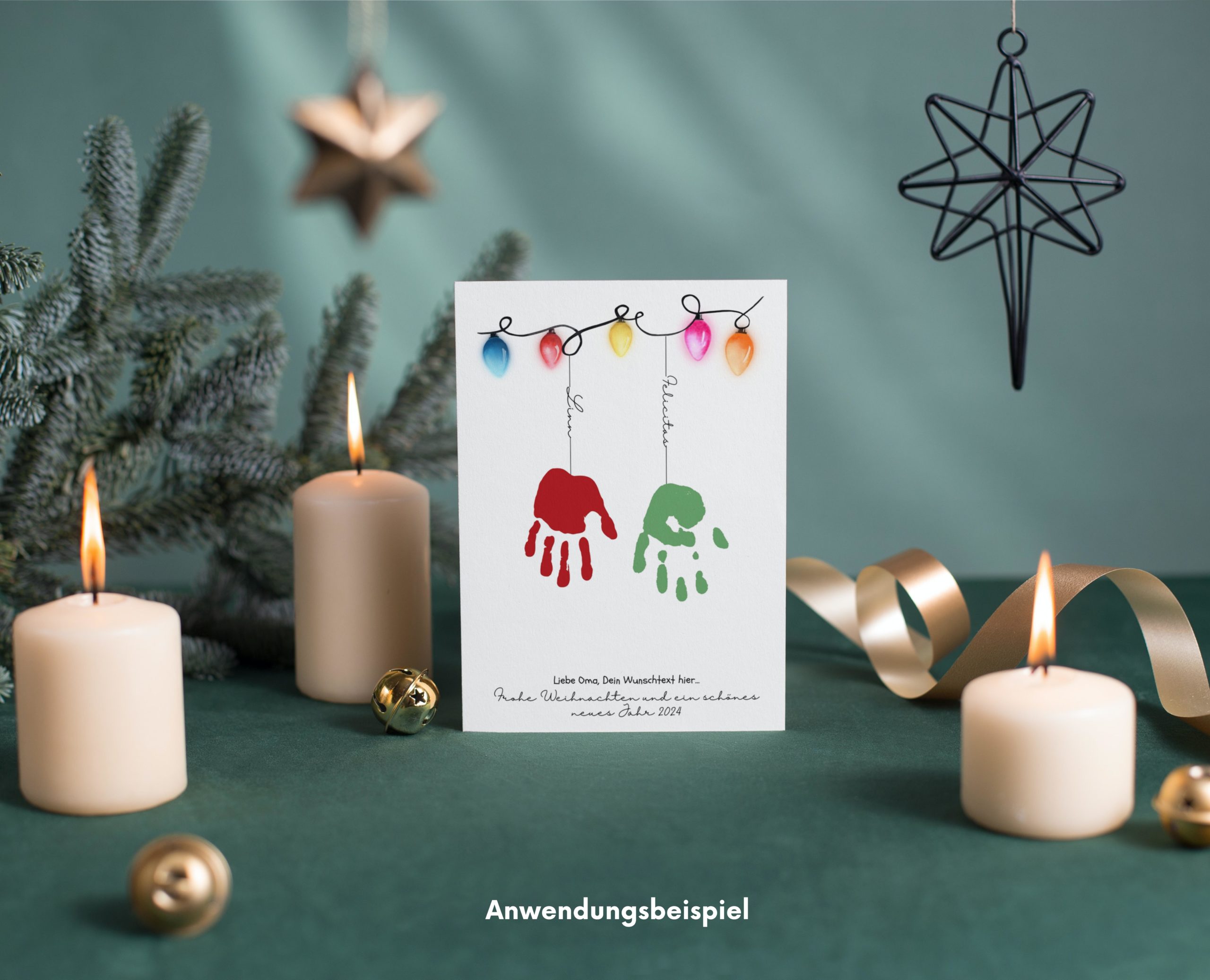 Weihnachtsgeschenk Handabdruck basteln mit Namen personalisiert - DIY Weihnachtsgrüße für Oma, Opa zu Weihnachten als Geschenk, , Allgemein 1