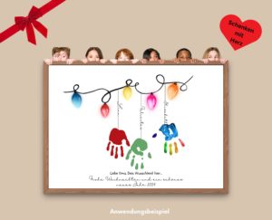 Weihnachtsgeschenk Handabdruck basteln mit Namen personalisiert - DIY Weihnachtsgrüße für Oma, Opa zu Weihnachten als Geschenk, , Allgemein 2
