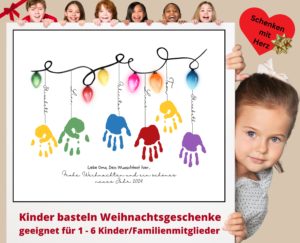 Weihnachtsgeschenk Handabdruck basteln mit Namen personalisiert - DIY Weihnachtsgrüße für Oma, Opa zu Weihnachten als Geschenk, , Allgemein