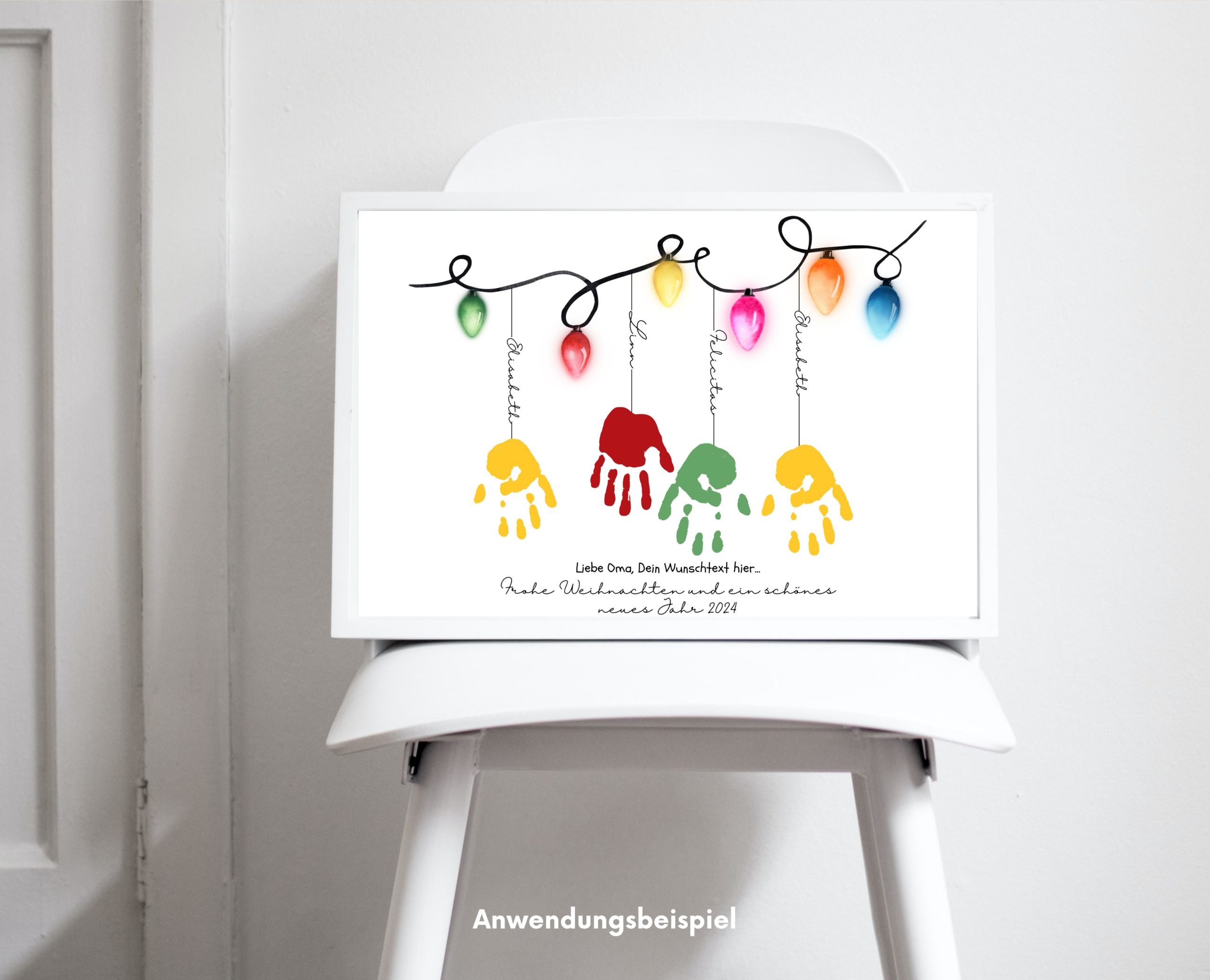 Weihnachtsgeschenk Handabdruck basteln mit Namen personalisiert - DIY Weihnachtsgrüße für Oma, Opa zu Weihnachten als Geschenk, , Allgemein 4