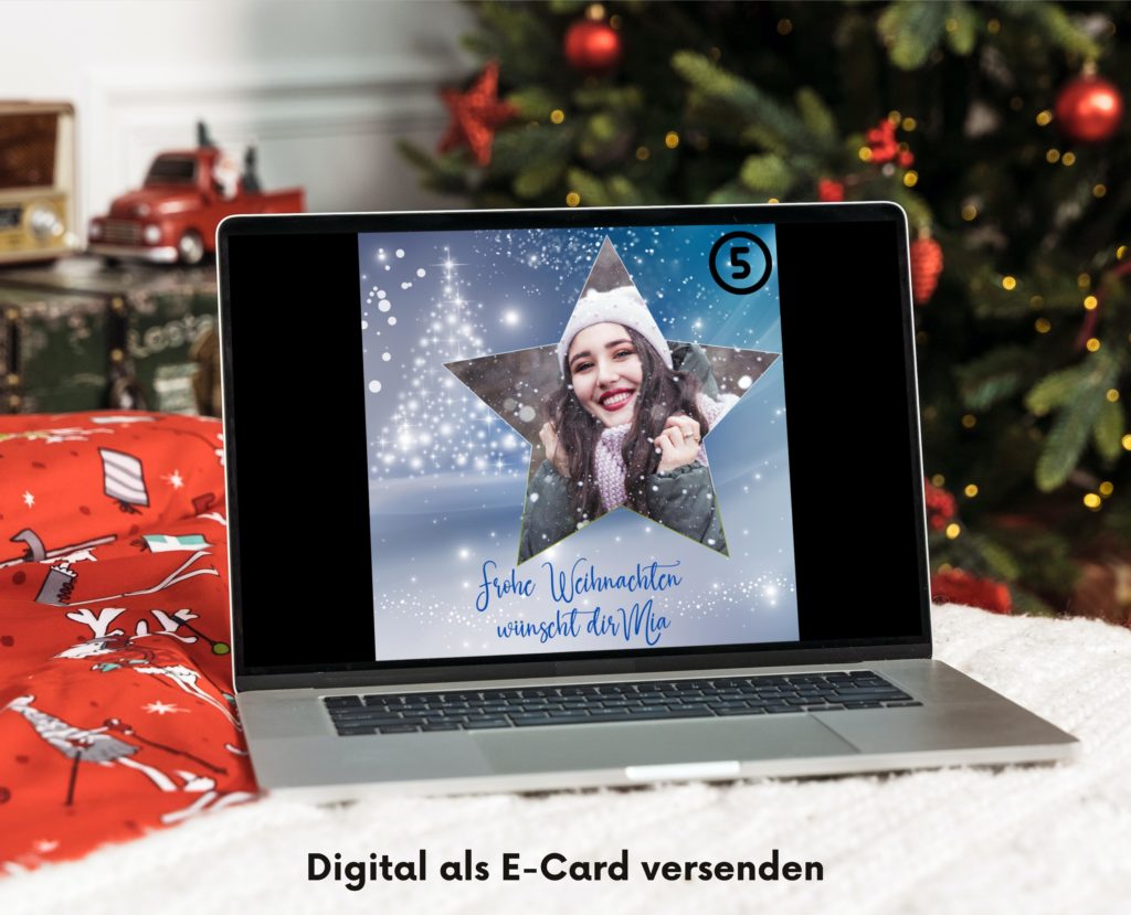 Weihnachtsgrußkarte personalisiert mit Foto, Name und Text – zum