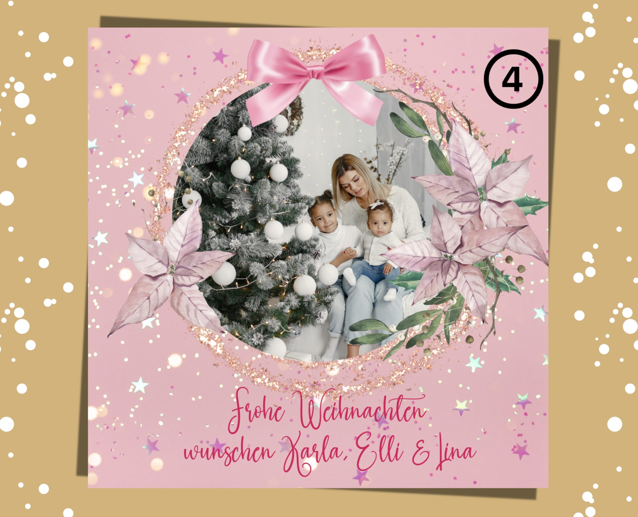 Weihnachtsgrußkarte personalisiert mit Foto, Name und Text – zum